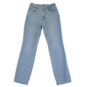 Levi's Premium 70s High Slim Straight Jeans Light Wash Distressed Size 27